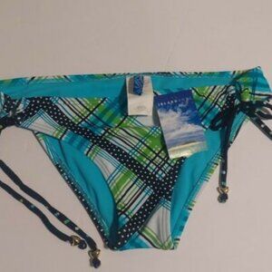 NWT ISLAND SOUL loopback Plaid Mulitcolor Bikini Bottom Size medium Retail $28